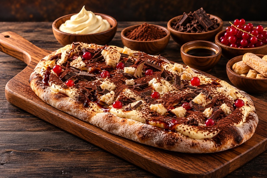 Pinsa Pinsamisu à la crème mascarpone et au cacao